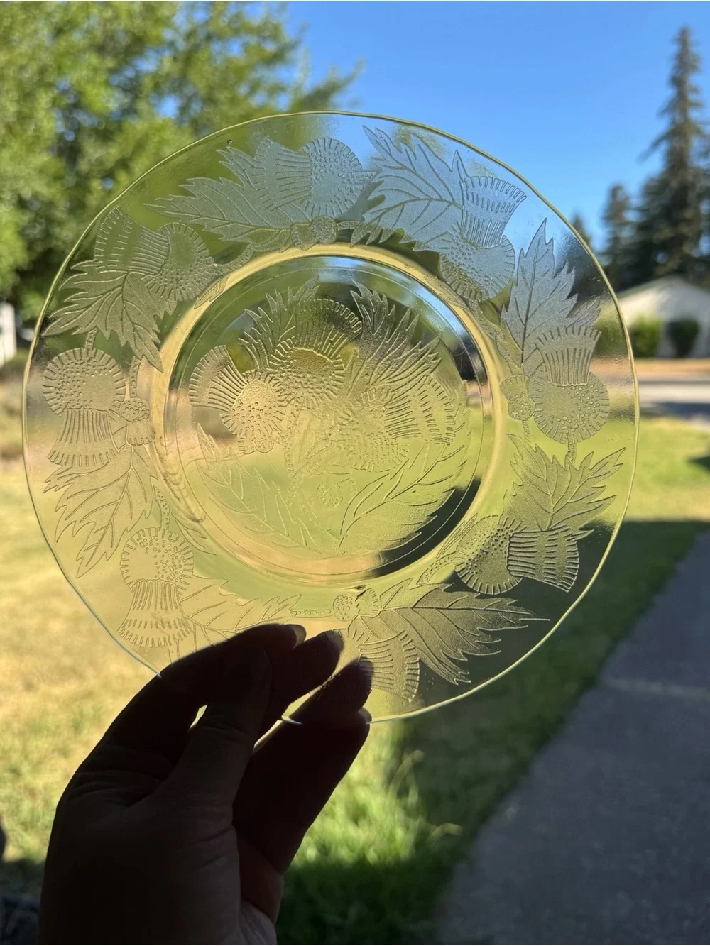 Vintage Macbeth-Evans Thistle Pink Depression Glass 8” Luncheon Plate Raised